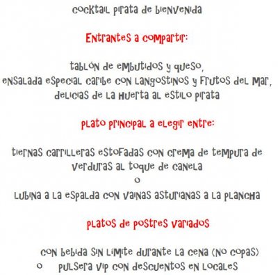 menu piratas caribe gijon
